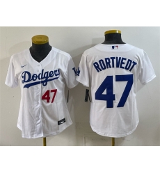 Youth Los Angeles Dodgers 47 Ben Rortvedt White Cool Base Stitched Baseball Jersey Youth Los Angeles Dodgers 47 Ben Rortvedt White Cool Base Stitched Baseball Jersey