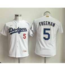 Youth Los Angeles Dodgers 5 Freddie Freeman White Gold Collection Stadium Stitched Baseball Jersey Youth Los Angeles Dodgers 5 Freddie Freeman White Gold Collection Stadium Stitched Baseball Jersey