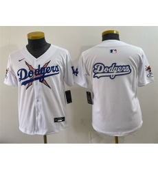 Youth Los Angeles Dodgers x One Piece Team Big Logo White Vapor Premier Limited Stitched Baseball Jersey