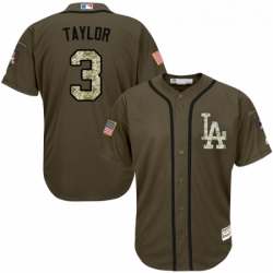 Youth Majestic Los Angeles Dodgers 3 Chris Taylor Replica Green Salute to Service MLB Jersey 