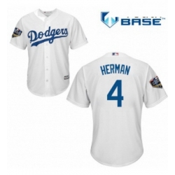 Youth Majestic Los Angeles Dodgers 4 Babe Herman Authentic White Home Cool Base 2018 World Series MLB Jersey