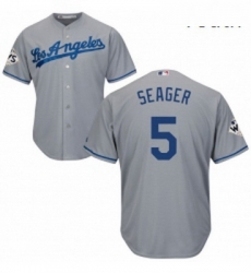 Youth Majestic Los Angeles Dodgers 5 Corey Seager Authentic Grey Road 2017 World Series Bound Cool Base MLB Jersey