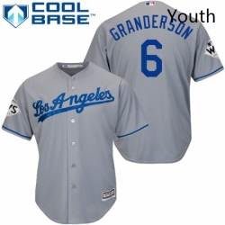 Youth Majestic Los Angeles Dodgers 6 Curtis Granderson Authentic Grey Road 2017 World Series Bound Cool Base MLB Jersey 