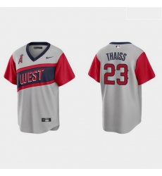 Men Los Angeles Angels 23 Matt Thaiss Men Nike Gray 2021 Little League Classic Game MLB Jersey