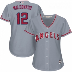 Womens Majestic Los Angeles Angels of Anaheim 12 Martin Maldonado Authentic Grey Road Cool Base MLB Jersey