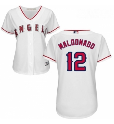 Womens Majestic Los Angeles Angels of Anaheim 12 Martin Maldonado Replica White Home Cool Base MLB Jersey