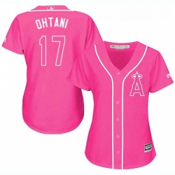 Womens Majestic Los Angeles Angels of Anaheim 17 Shohei Ohtani Replica Pink Fashion MLB Jersey 