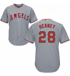 Youth Majestic Los Angeles Angels of Anaheim 28 Andrew Heaney Replica Grey Road Cool Base MLB Jersey