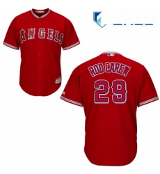 Youth Majestic Los Angeles Angels of Anaheim 29 Rod Carew Replica Red Alternate Cool Base MLB Jersey