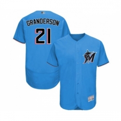 Mens Miami Marlins 21 Curtis Granderson Blue Alternate Flex Base Authentic Collection Baseball Jersey