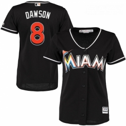 Womens Majestic Miami Marlins 8 Andre Dawson Replica Black Alternate 2 Cool Base MLB Jersey