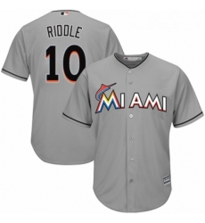 Youth Majestic Miami Marlins 10 JT Riddle Replica Grey Road Cool Base MLB Jersey 