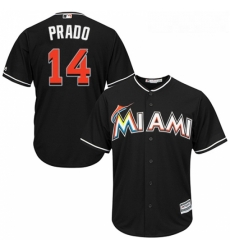 Youth Majestic Miami Marlins 14 Martin Prado Replica Black Alternate 2 Cool Base MLB Jersey