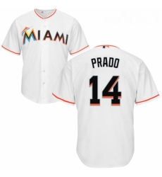 Youth Majestic Miami Marlins 14 Martin Prado Replica White Home Cool Base MLB Jersey