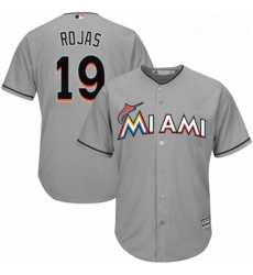 Youth Majestic Miami Marlins 19 Miguel Rojas Authentic Grey Road Cool Base MLB Jersey 