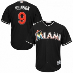 Youth Majestic Miami Marlins 9 Lewis Brinson Replica Black Alternate 2 Cool Base MLB Jersey 