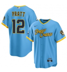 Men Milwaukee Brewers 12 Cooper Pratt Blue 2025 With Patch Stitched Baseball Jersey Men Milwaukee Brewers 12 Cooper Pratt Blue 2025 With Patch Stitched Baseball Jersey