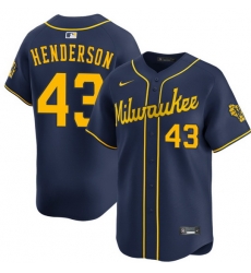 Men Milwaukee Brewers 43 LOGAN Henderson Navy 2025 With Patch Stitched Baseball Jersey Men Milwaukee Brewers 43 LOGAN Henderson Navy 2025 With Patch Stitched Baseball Jersey
