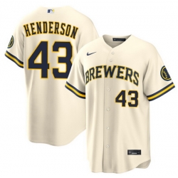 Men Milwaukee Brewers 43 LOGAN Henderson White Ice Cream Stitched Baseball Jersey