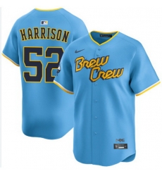 Men Milwaukee Brewers Kyle Harrison #52 Home City Conect Edition Stitched Limited Jersey Men Milwaukee Brewers Kyle Harrison #52 Home City Conect Edition Stitched Limited Jersey