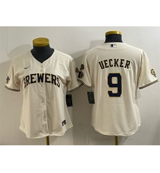 Women Milwaukee Brewers 9 Bob Uecker Cream With Home 26 Bob Uecker Patch Stitched Jersey 28Run Small 29 Women Milwaukee Brewers 9 Bob Uecker Cream With Home 26 Bob Uecker Patch Stitched Jersey 28Run Small 29