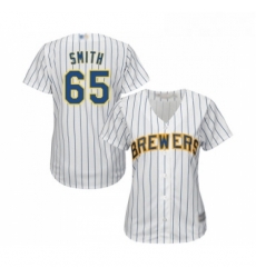 Womens Milwaukee Brewers 65 Burch Smith Replica White Home Cool Base Baseball Jersey 