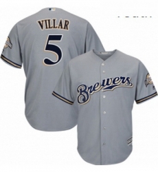 Youth Majestic Milwaukee Brewers 5 Jonathan Villar Replica Grey Road Cool Base MLB Jersey