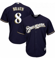 Youth Majestic Milwaukee Brewers 8 Ryan Braun Replica Navy Blue Alternate Cool Base MLB Jersey