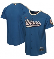 Youth Milwaukee Brewers Blank Mineral Blue 2026 City Connect Stadium Stitched Baseball Jersey