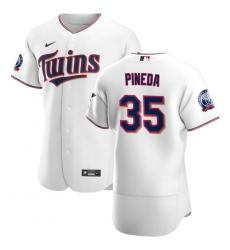 Men Minnesota Twins 35 Michael Pineda Men Nike White Home 2020 60th Season Flex Base Team MLB Jersey