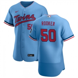 Men Minnesota Twins 50 Brent Rooker Men Nike Light Blue Alternate 2020 Flex Base Team MLB Jersey