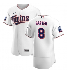 Men Minnesota Twins 8 Mitch Garver Men Nike White Home 2020 60th Season Flex Base Team MLB Jersey