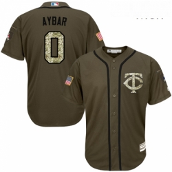 Mens Majestic Minnesota Twins 0 Erick Aybar Replica Green Salute to Service MLB Jersey 