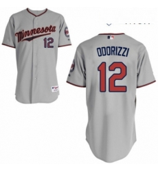 Mens Majestic Minnesota Twins 12 Jake Odorizzi Authentic Grey Road Cool Base MLB Jersey 