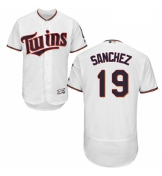 Mens Majestic Minnesota Twins 19 Anibal Sanchez White Home Flex Base Authentic Collection MLB Jersey