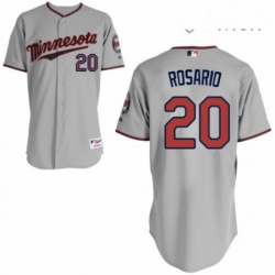 Mens Majestic Minnesota Twins 20 Eddie Rosario Replica Grey Road Cool Base MLB Jersey 