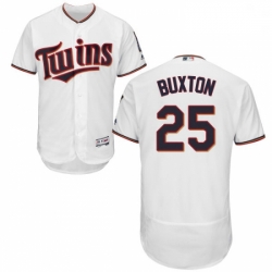 Mens Majestic Minnesota Twins 25 Byron Buxton White Home Flex Base Authentic Collection MLB Jersey