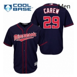 Mens Majestic Minnesota Twins 29 Rod Carew Replica Navy Blue Alternate Road Cool Base MLB Jersey