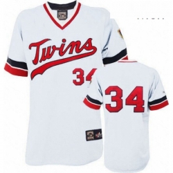 Mens Majestic Minnesota Twins 34 Kirby Puckett Authentic White Cooperstown Throwback MLB Jersey