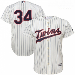 Mens Majestic Minnesota Twins 34 Kirby Puckett Replica Cream Alternate Cool Base MLB Jersey