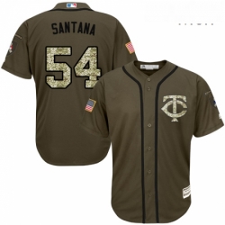 Mens Majestic Minnesota Twins 54 Ervin Santana Authentic Green Salute to Service MLB Jersey