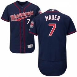 Mens Majestic Minnesota Twins 7 Joe Mauer Authentic Navy Blue Alternate Flex Base Authentic Collection MLB Jersey