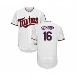 Mens Minnesota Twins 16 Jonathan Schoop White Home Flex Base Authentic Collection Baseball Jersey