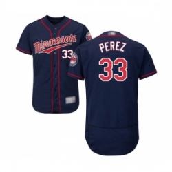 Mens Minnesota Twins 33 Martin Perez Navy Blue Alternate Flex Base Authentic Collection Baseball Jersey