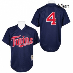 Mens Mitchell and Ness 1996 Minnesota Twins 4 Paul Molitor Authentic Navy Blue Throwback MLB Jersey