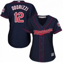 Womens Majestic Minnesota Twins 12 Jake Odorizzi Authentic Navy Blue Alternate Road Cool Base MLB Jersey 