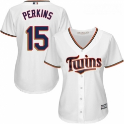 Womens Majestic Minnesota Twins 15 Glen Perkins Authentic White Home Cool Base MLB Jersey