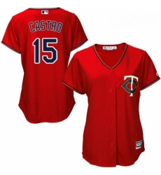 Womens Majestic Minnesota Twins 15 Jason Castro Authentic Scarlet Alternate Cool Base MLB Jersey