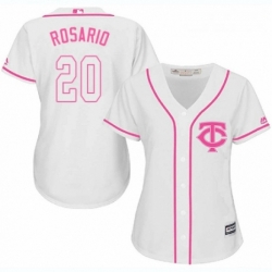 Womens Majestic Minnesota Twins 20 Eddie Rosario Authentic White Fashion Cool Base MLB Jersey 