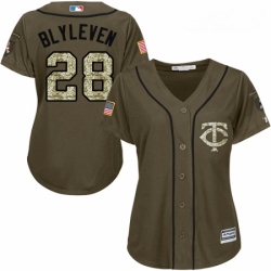 Womens Majestic Minnesota Twins 28 Bert Blyleven Authentic Green Salute to Service MLB Jersey